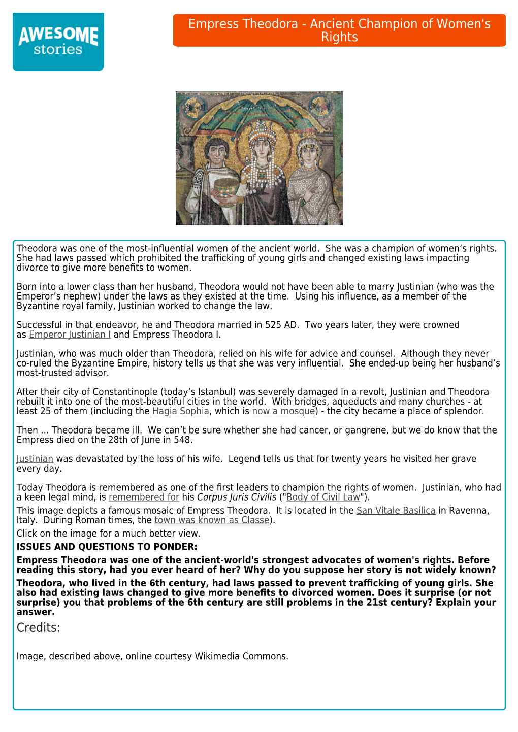 Empress Theodora - Ancient Champion of Women's Rights