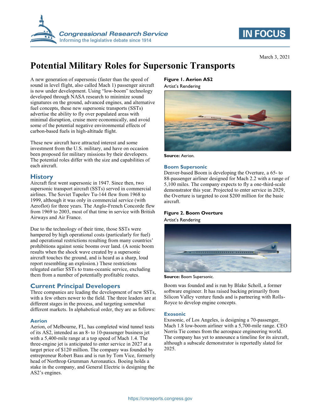Potential Military Roles for Supersonic Transports