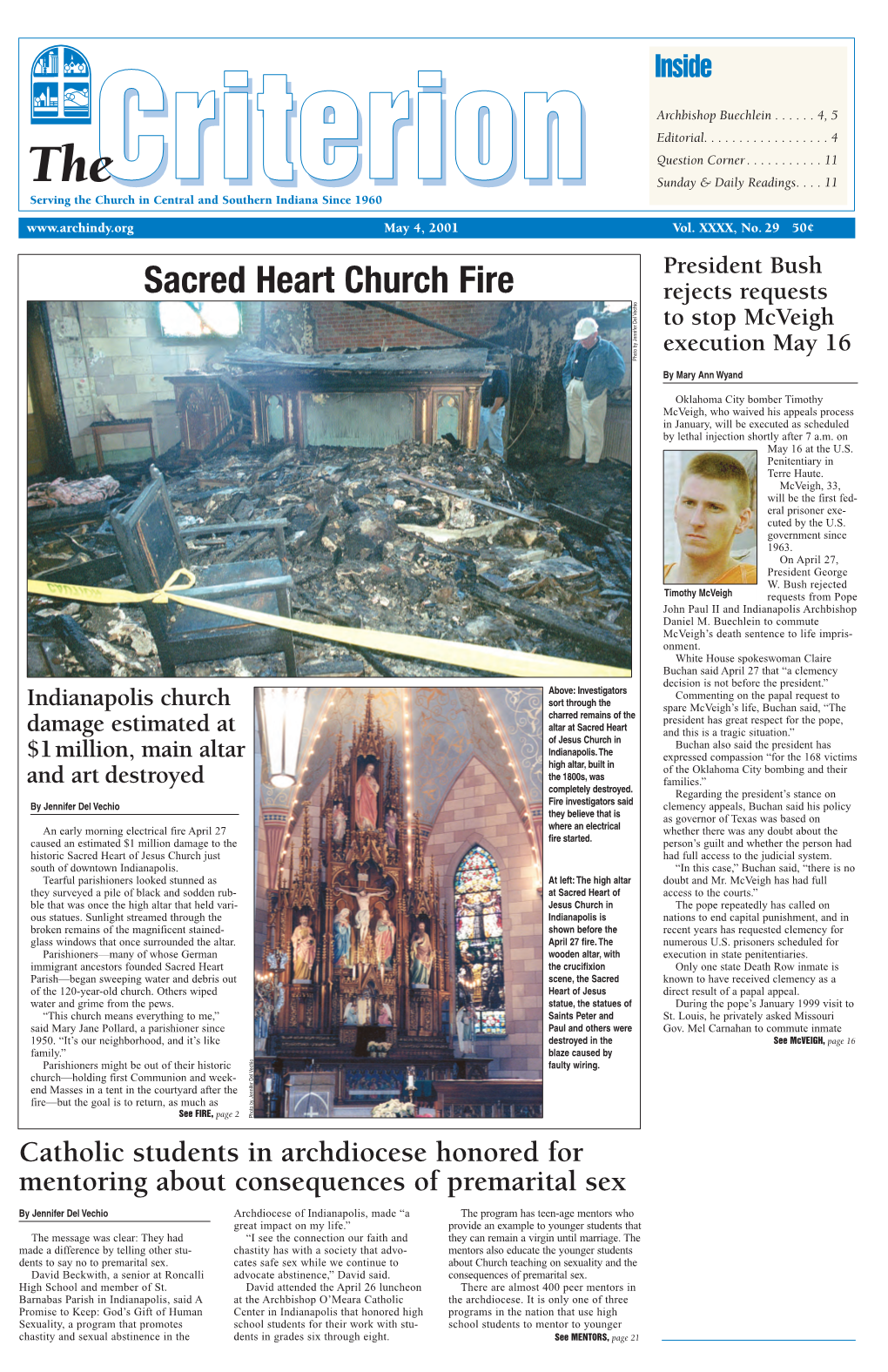 Sacred Heart Church Fire Rejects Requests to Stop Mcveigh Execution May 16 Photo by Jennifer Del Vechio Del Jennifer Photo by by Mary Ann Wyand