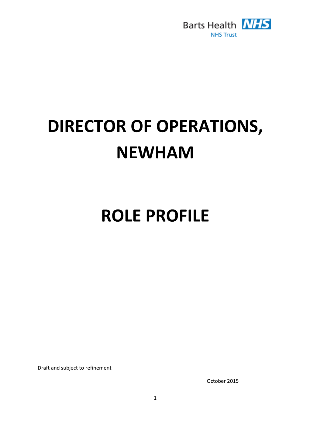 Director of Operations, Newham Role Profile