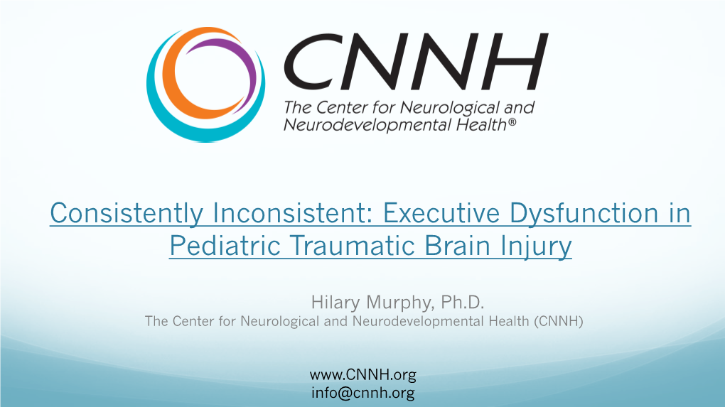 Executive Dysfunction in Pediatric Traumatic Brain Injury