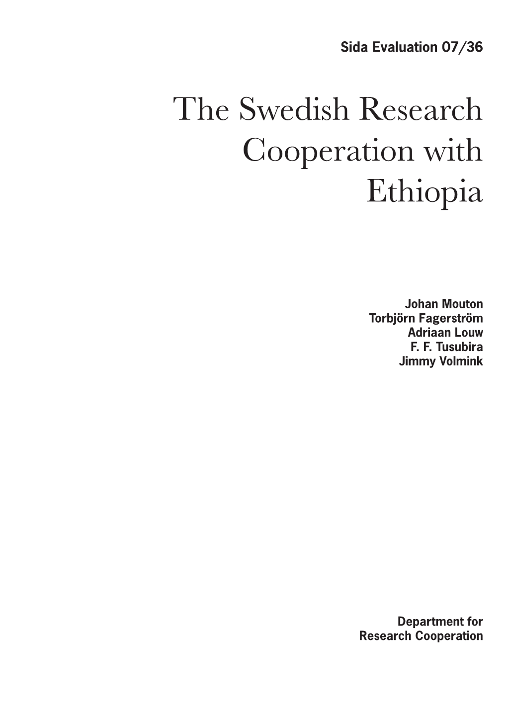 The Swedish Research Cooperation with Ethiopia