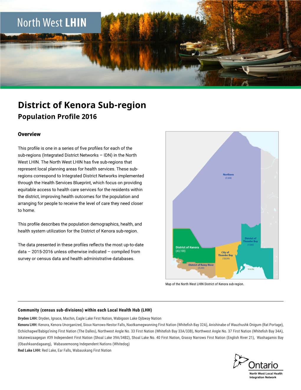 District of Kenora Sub-Region Population Profile 2016