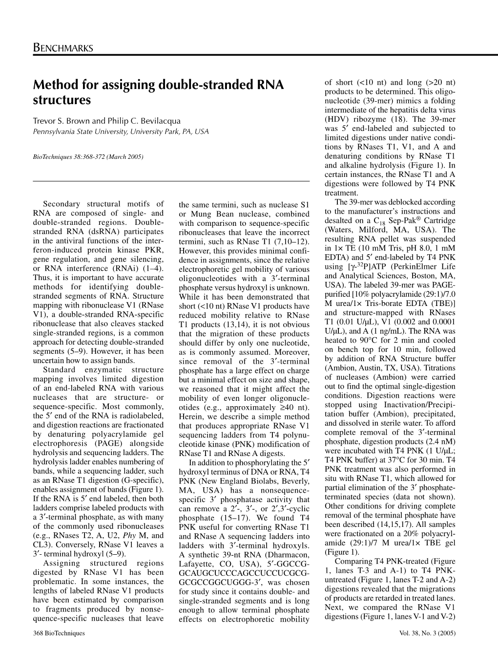 Method for Assigning Double-Stranded RNA Structures