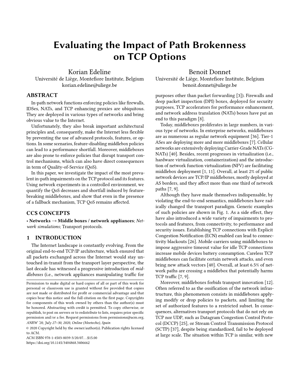 Evaluating the Impact of Path Brokennesson TCP Options