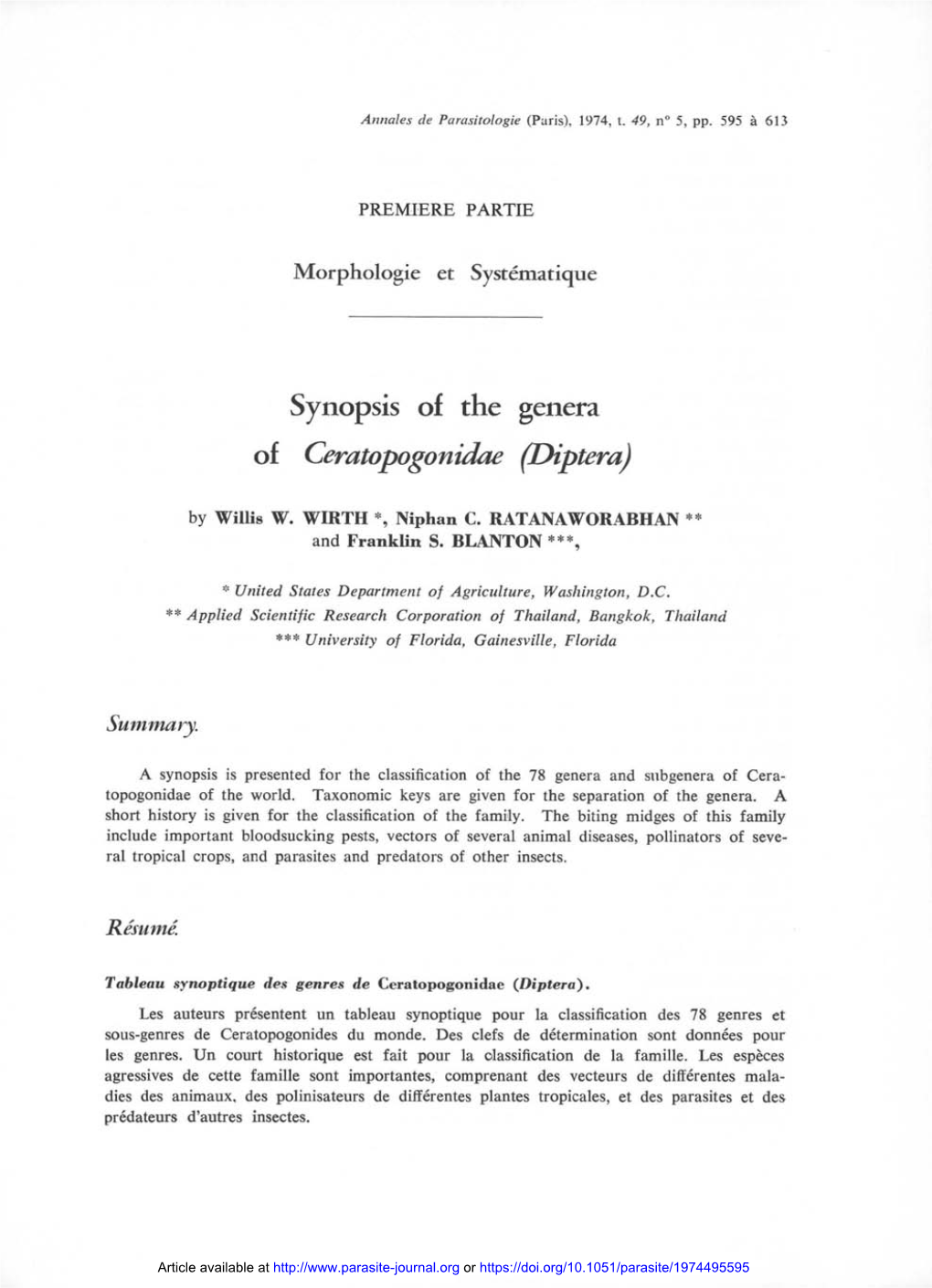 Synopsis of the Genera of Ceratopogonidae (Diptera)