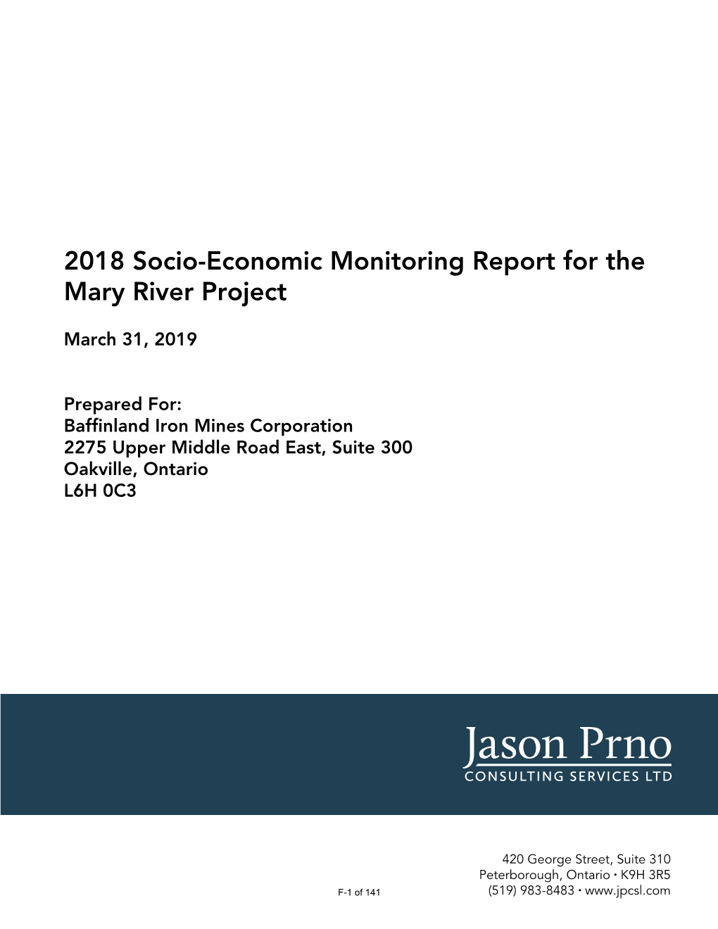 2018 Socio-Economic Monitoring Report for the Mary River Project