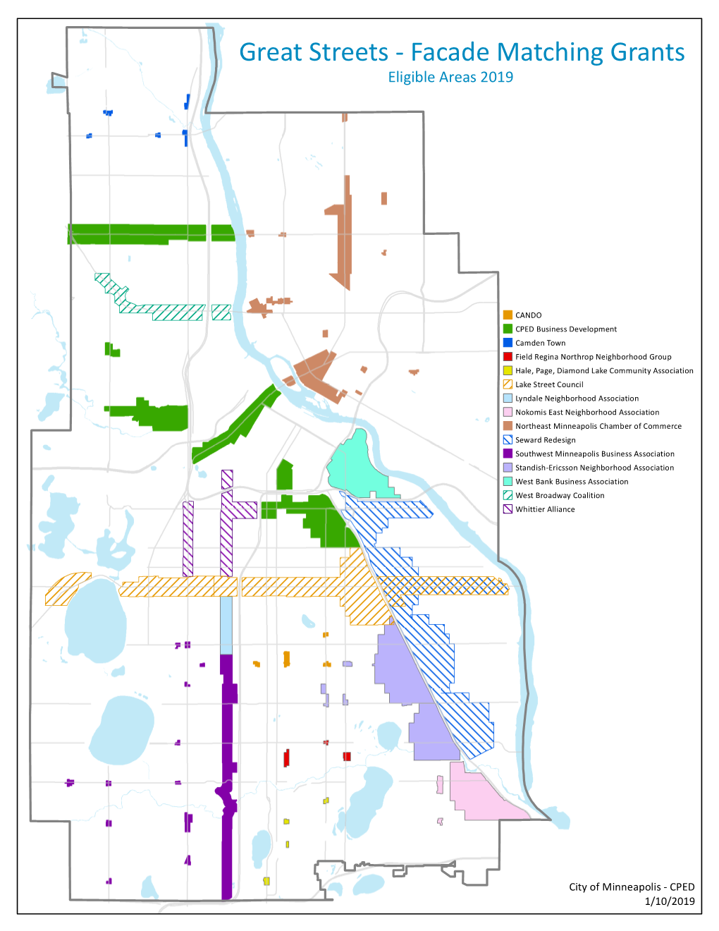 Great Streets - Facade Matching Grants Eligible Areas 2019