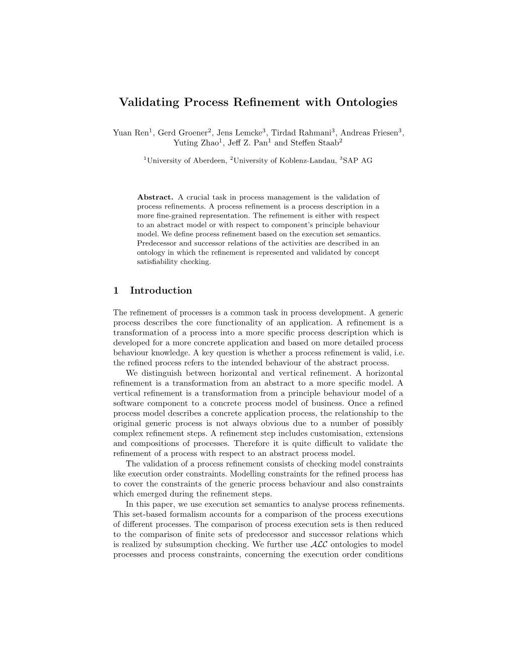 Validating Process Refinement with Ontologies