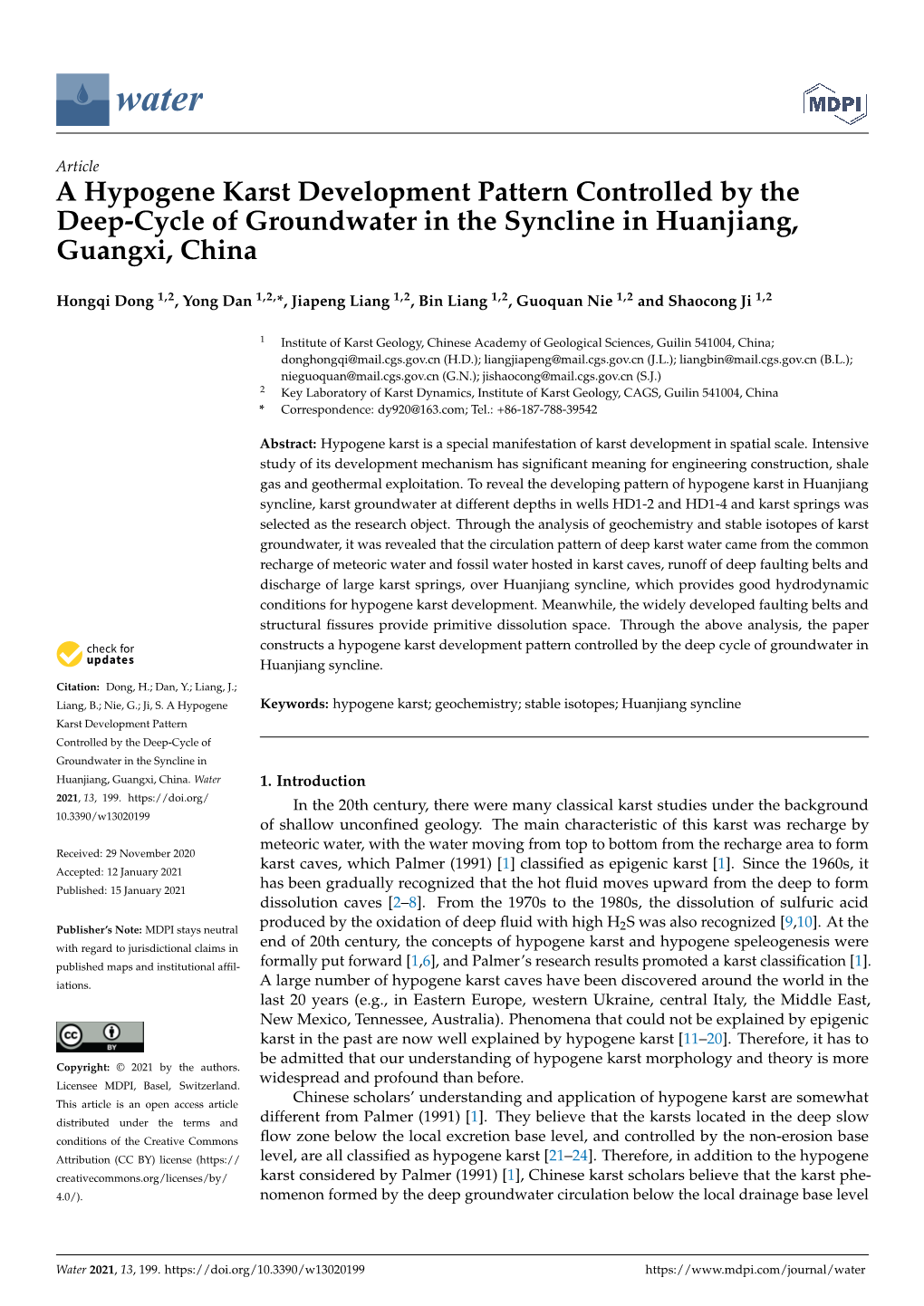 A Hypogene Karst Development Pattern Controlled by the Deep-Cycle of Groundwater in the Syncline in Huanjiang, Guangxi, China