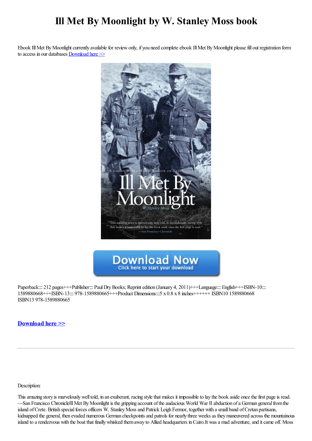 Ill Met by Moonlight by W. Stanley Moss [Book]