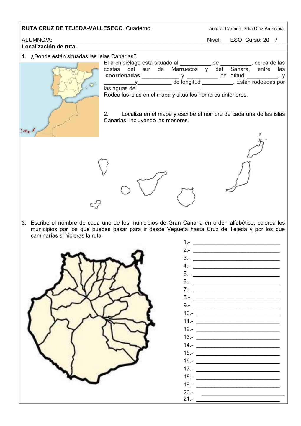 RUTA CRUZ DE TEJEDA-VALLESECO. Cuaderno