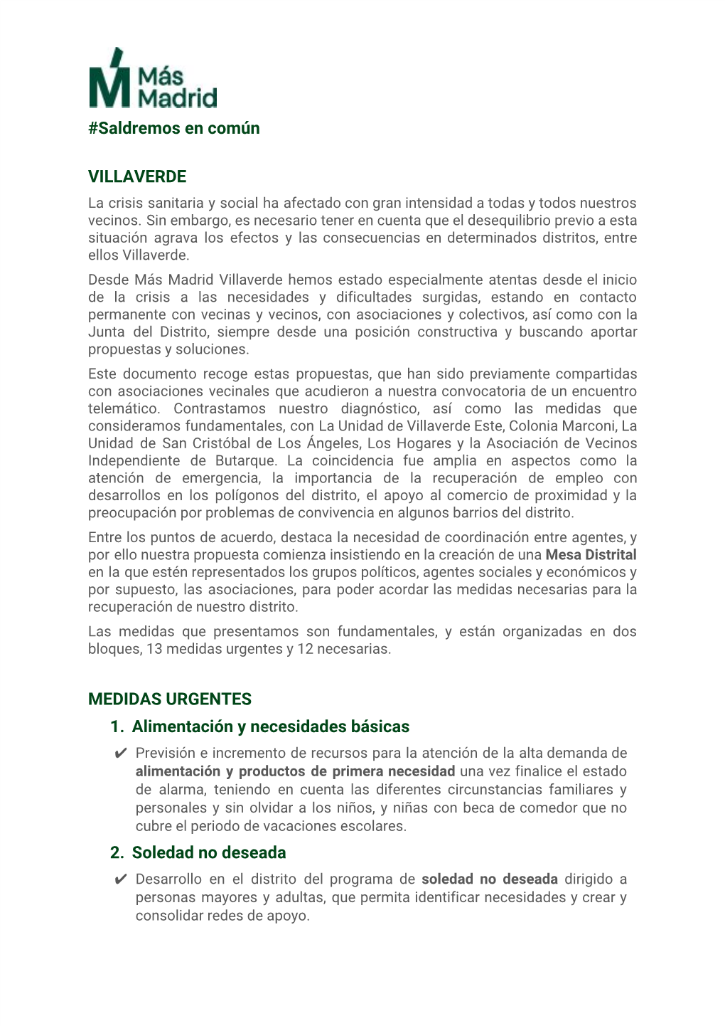 Saldremos En Común VILLAVERDE MEDIDAS