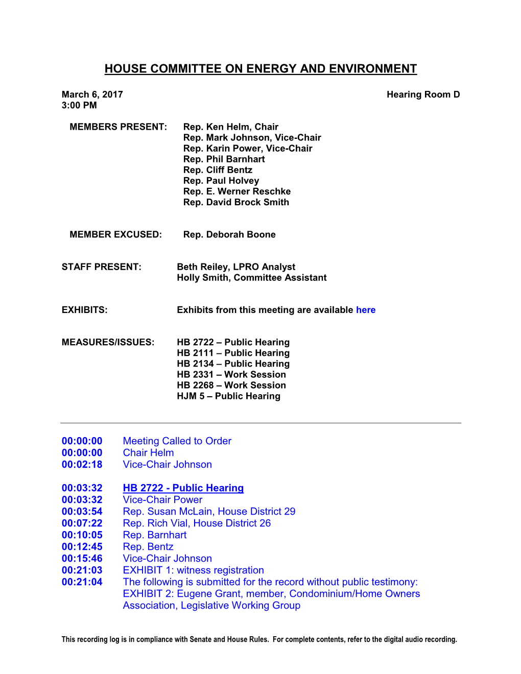 House Committee on Energy and Environment