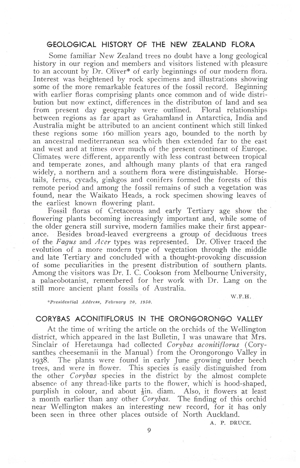 Geological History of the New Zealand Flora Corybas Aconitiflorus in the Orongorongo Valley