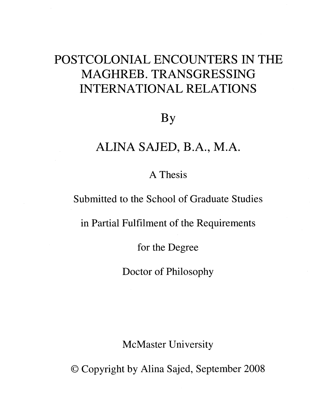 Postcolonial Encounters in the Maghreb