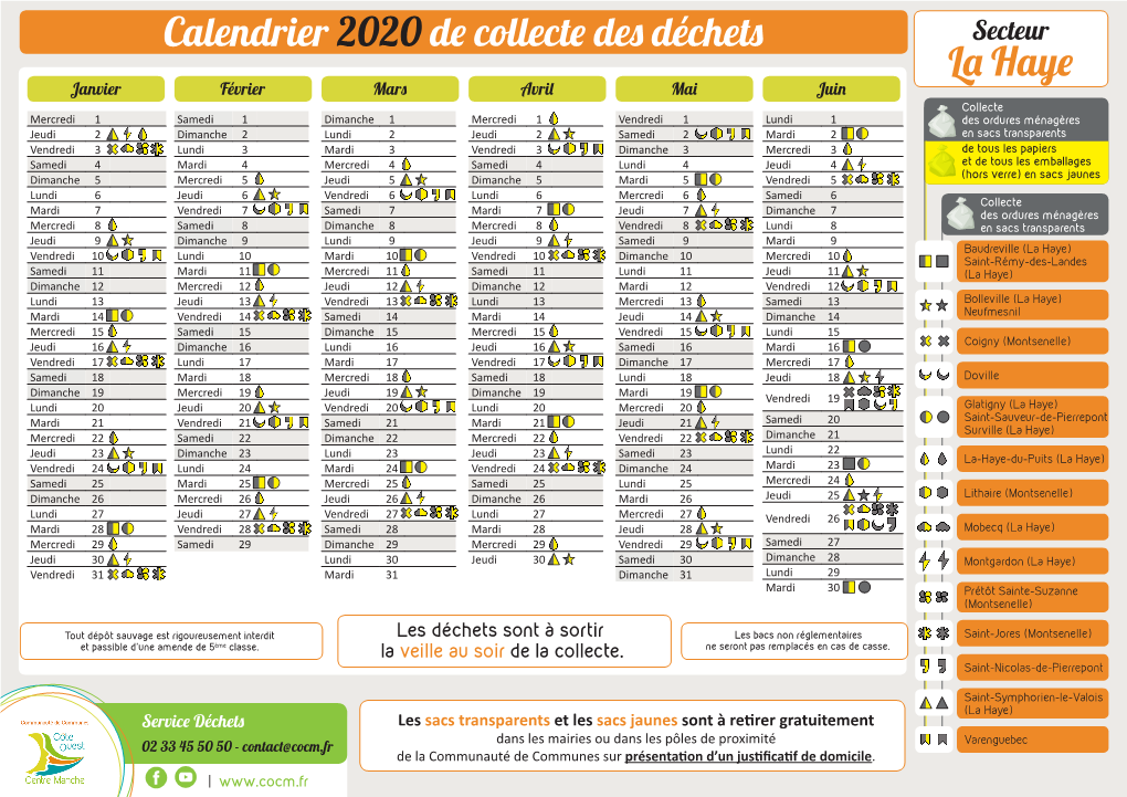 Calendrier 2020 De Collecte Des Déchets La Haye