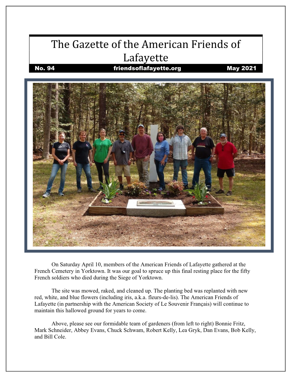 The Gazette of the American Friends of Lafayette No