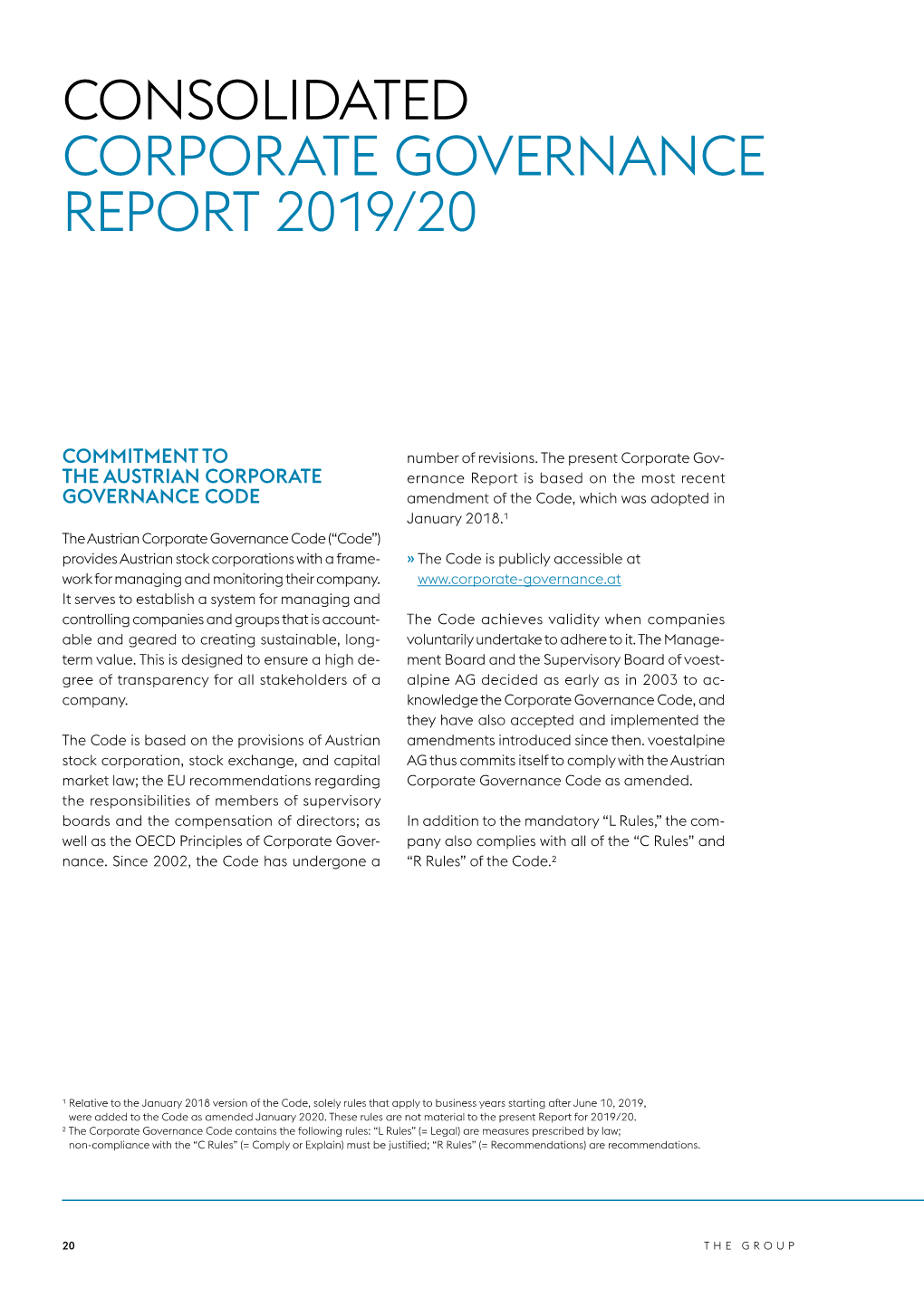 Consolidated Corporate Governance Report 2019/20