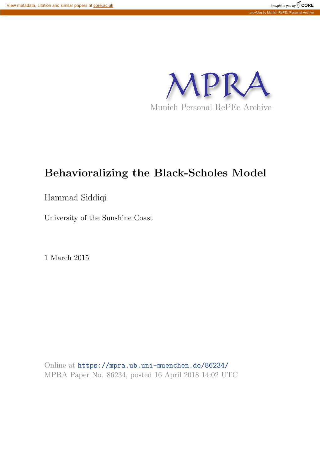 Behavioralizing the Black-Scholes Model