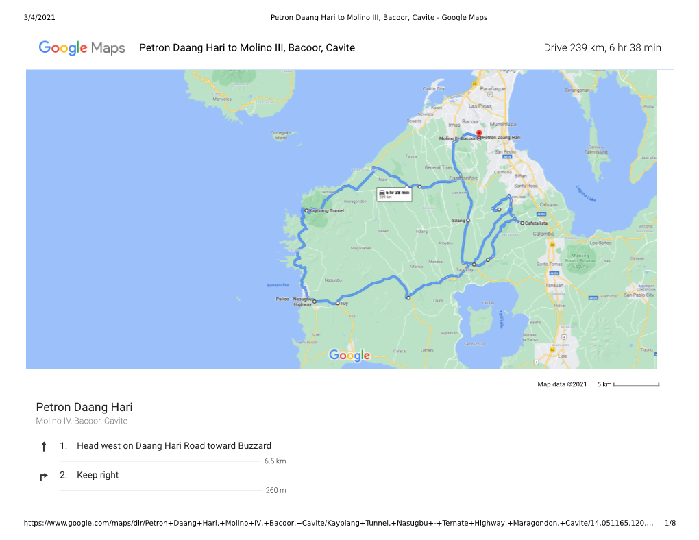Petron Daang Hari to Molino III, Bacoor, Cavite - Google Maps