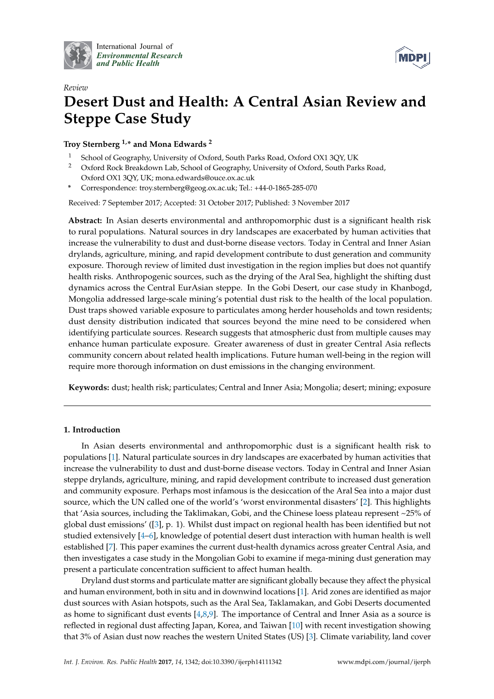 Desert Dust and Health: a Central Asian Review and Steppe Case Study