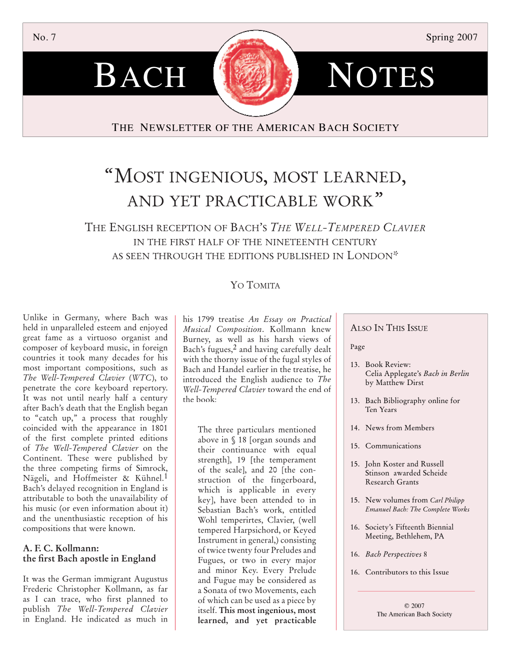 Bach Notes No. 7