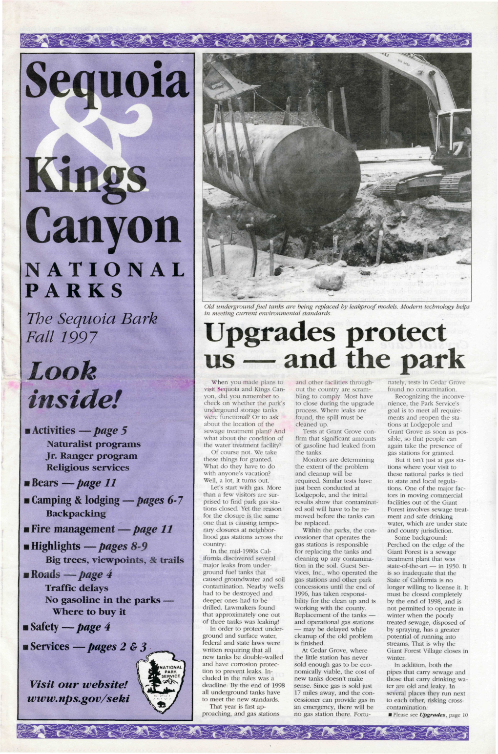 Kings Canyon NATIONAL PARKS Old Underground Fuel Tanks Are Being Replaced by Leakproof Models