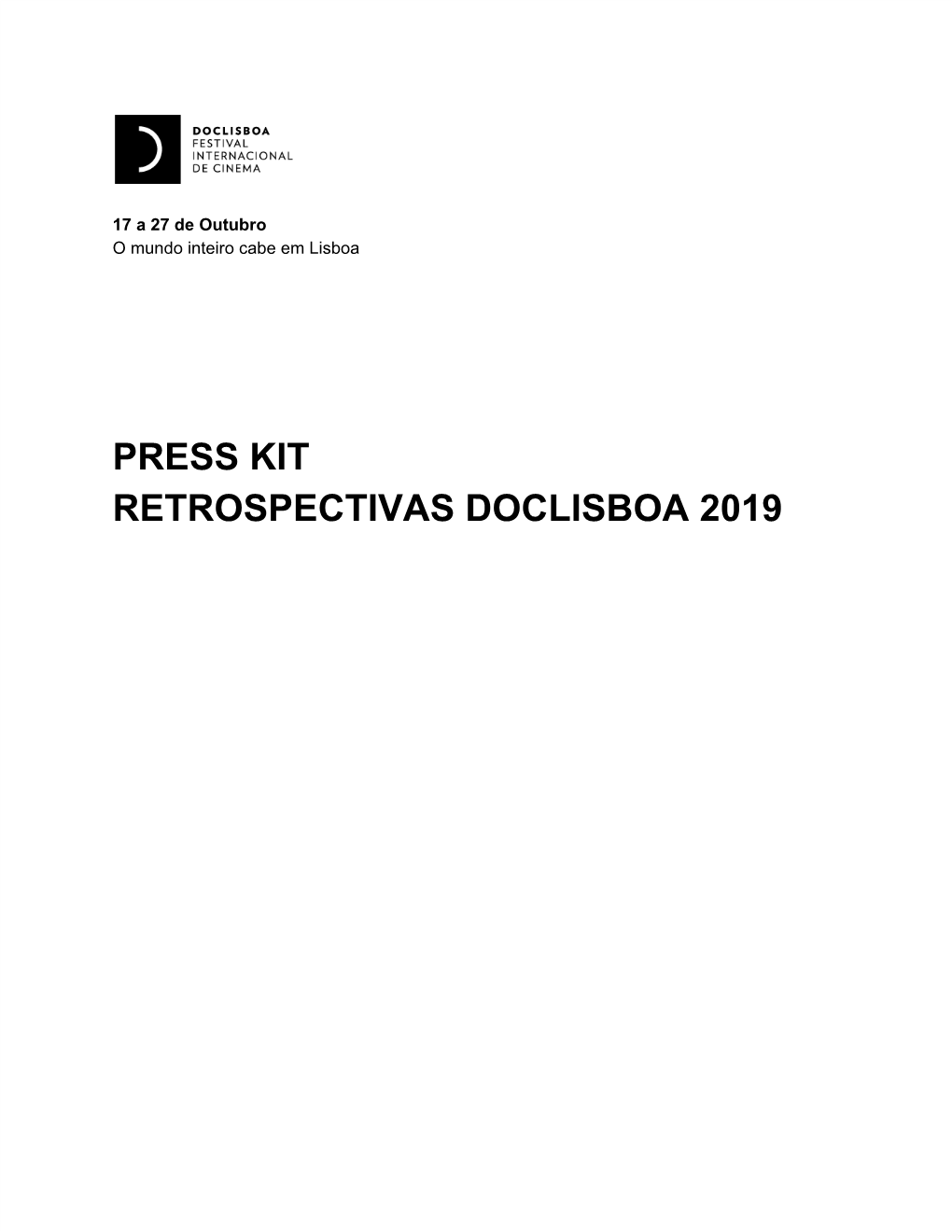 Press Kit Retrospectivas Doclisboa 2019