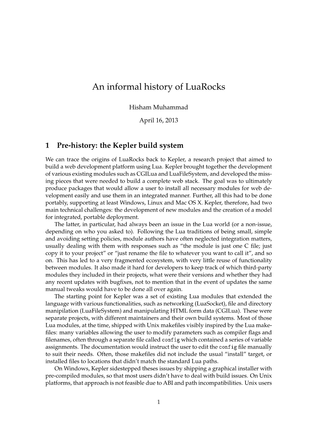 An Informal History of Luarocks