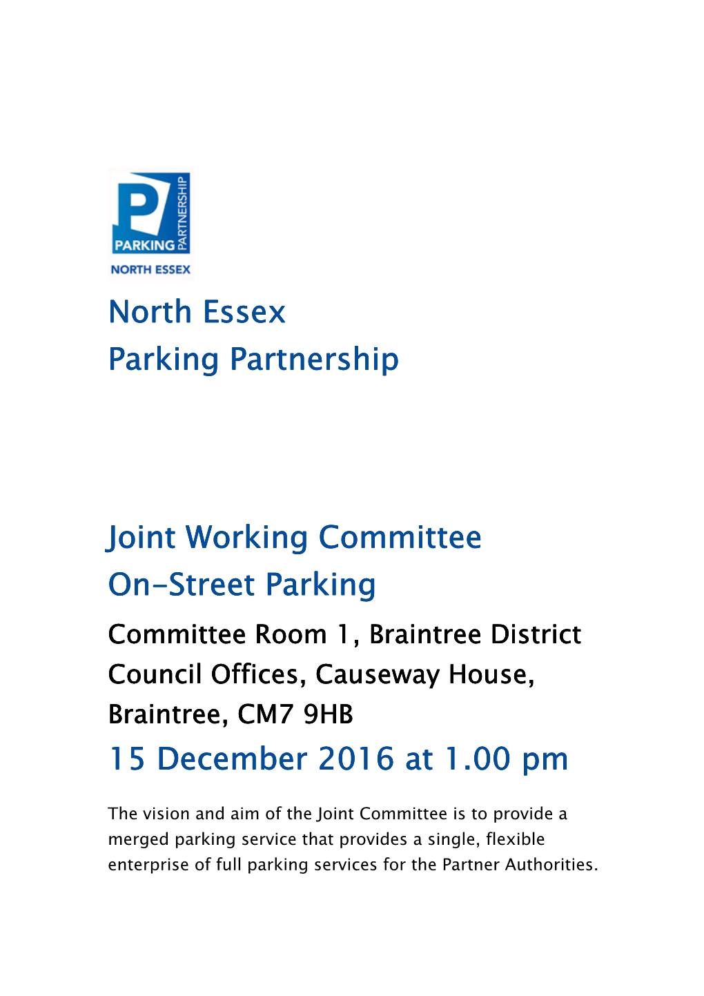 North Essex Parking Partnership Agenda 15 December 2016