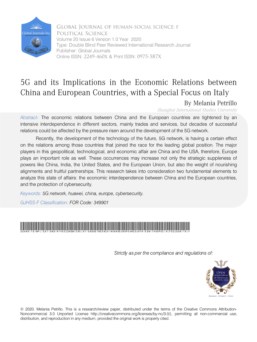 5G and Its Implications in the Economic Relations Between China and European Countries, with a Special Focus on Italy