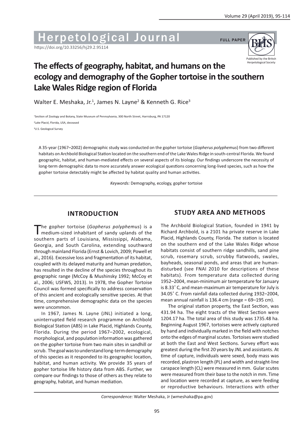 Herpetological Journal FULL PAPER