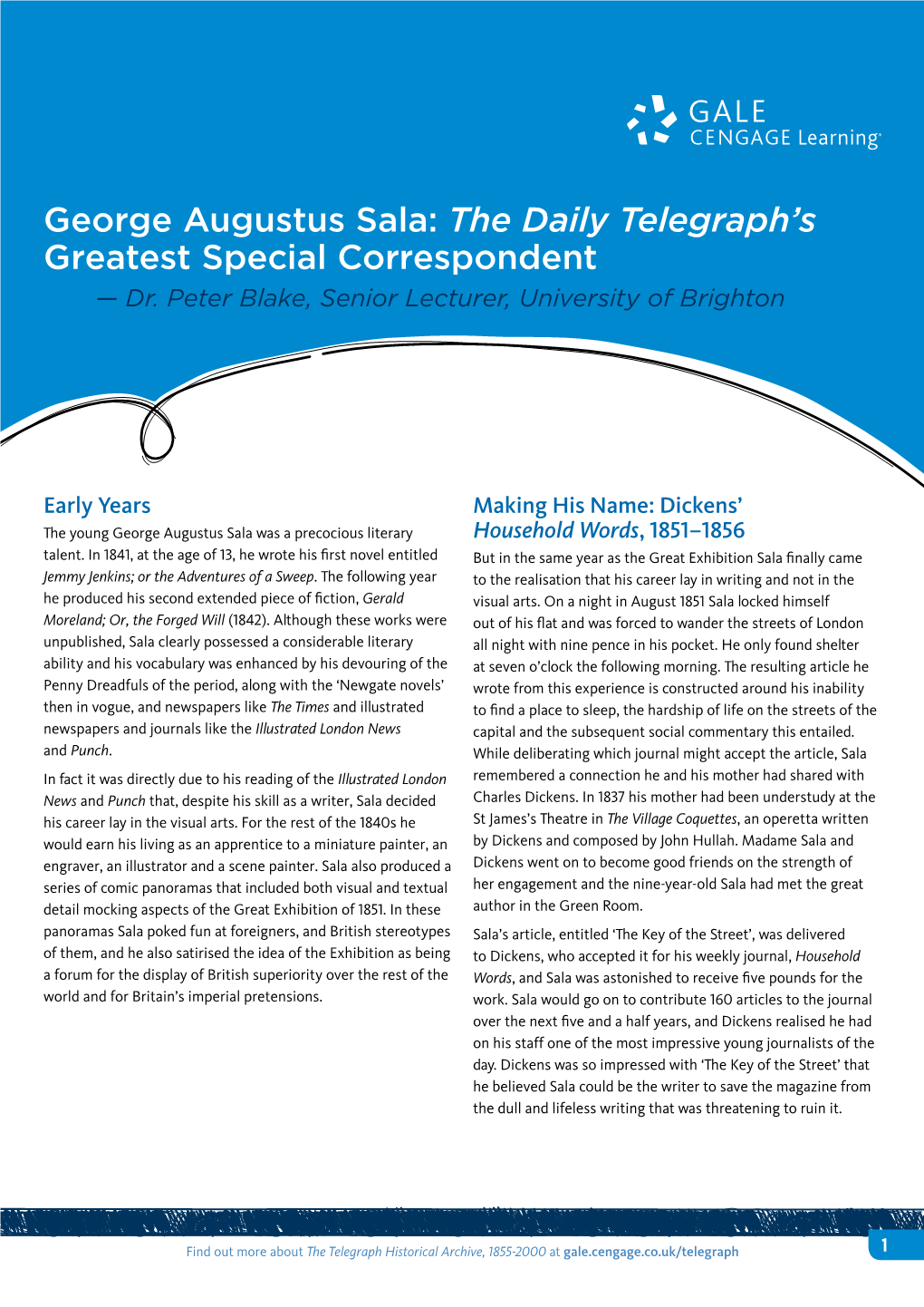 George Augustus Sala: the Daily Telegraph's Greatest Special