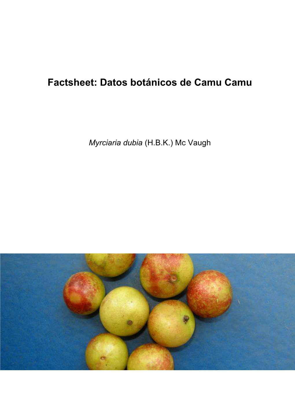 Factsheet: Datos Botánicos De Camu Camu