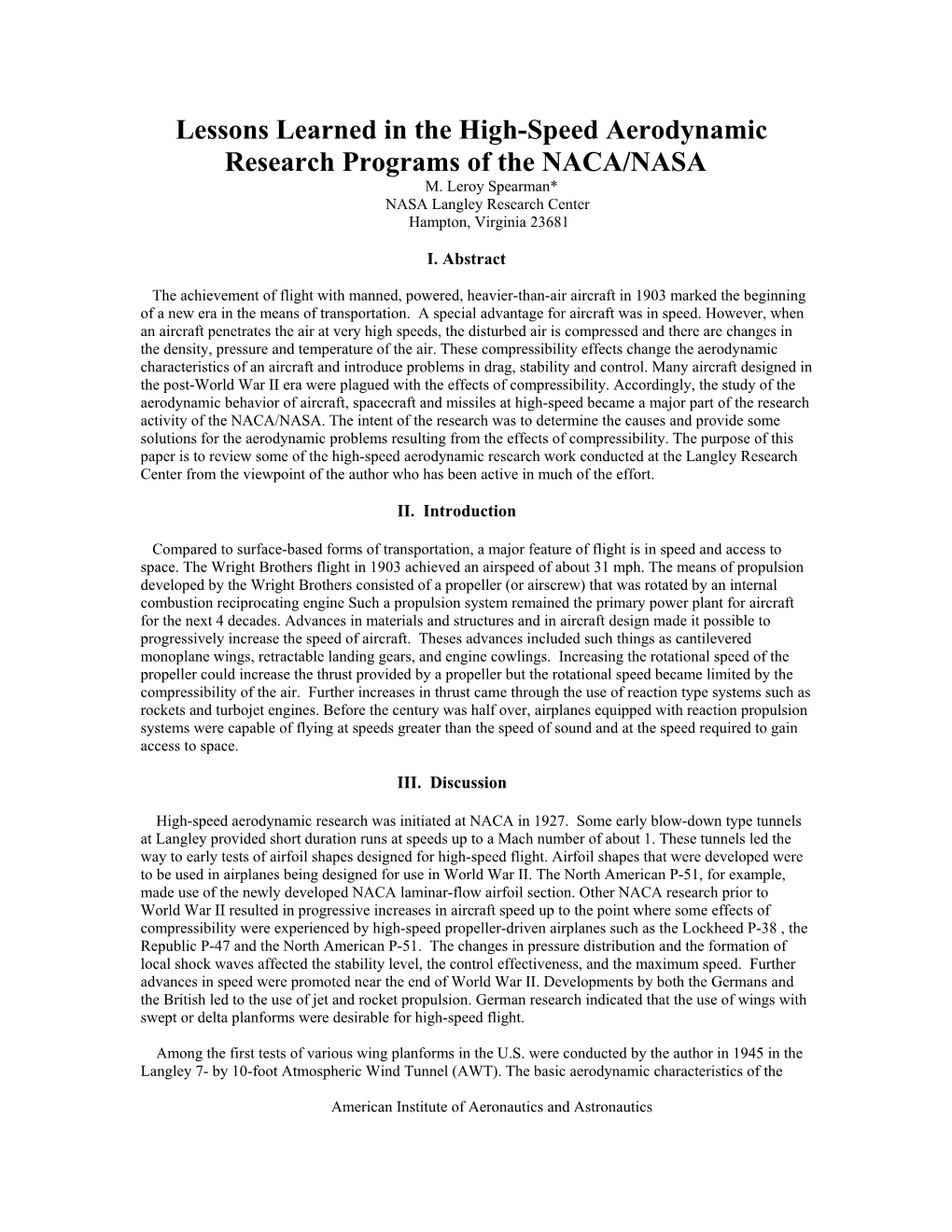 High-Speed Aerodynamic Research Programs of the NACA/NASA M