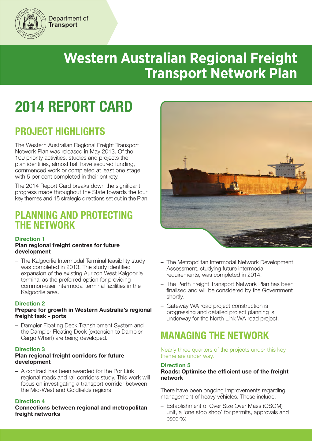 Western Australian Regional Freight Transport Network Plan