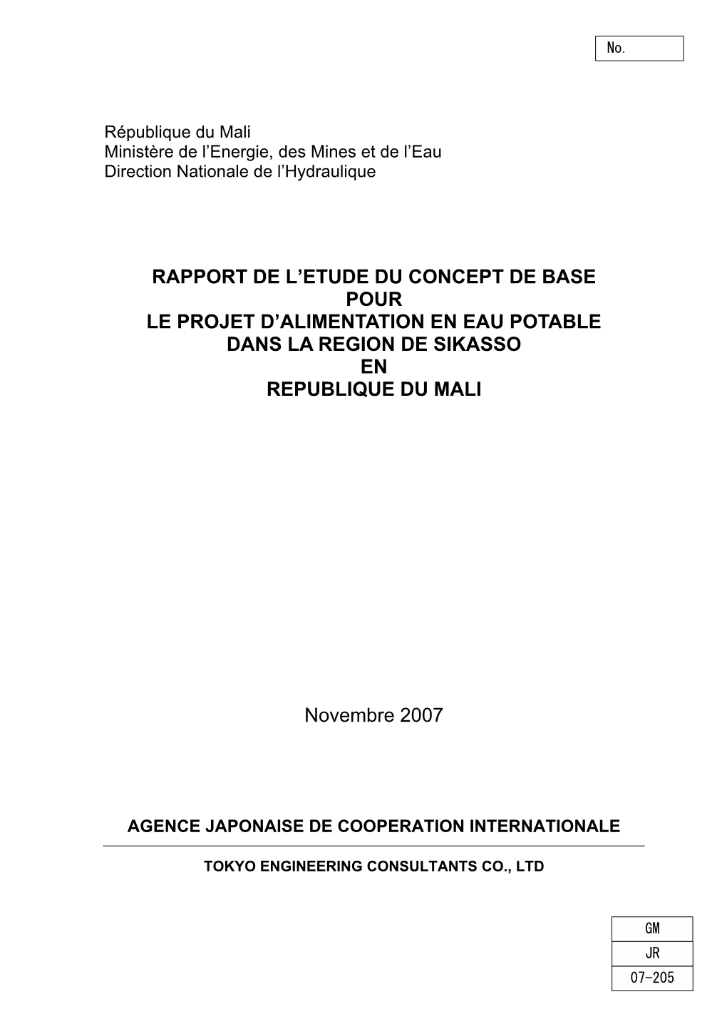 Rapport De L'etude Du Concept De Base Pour Le