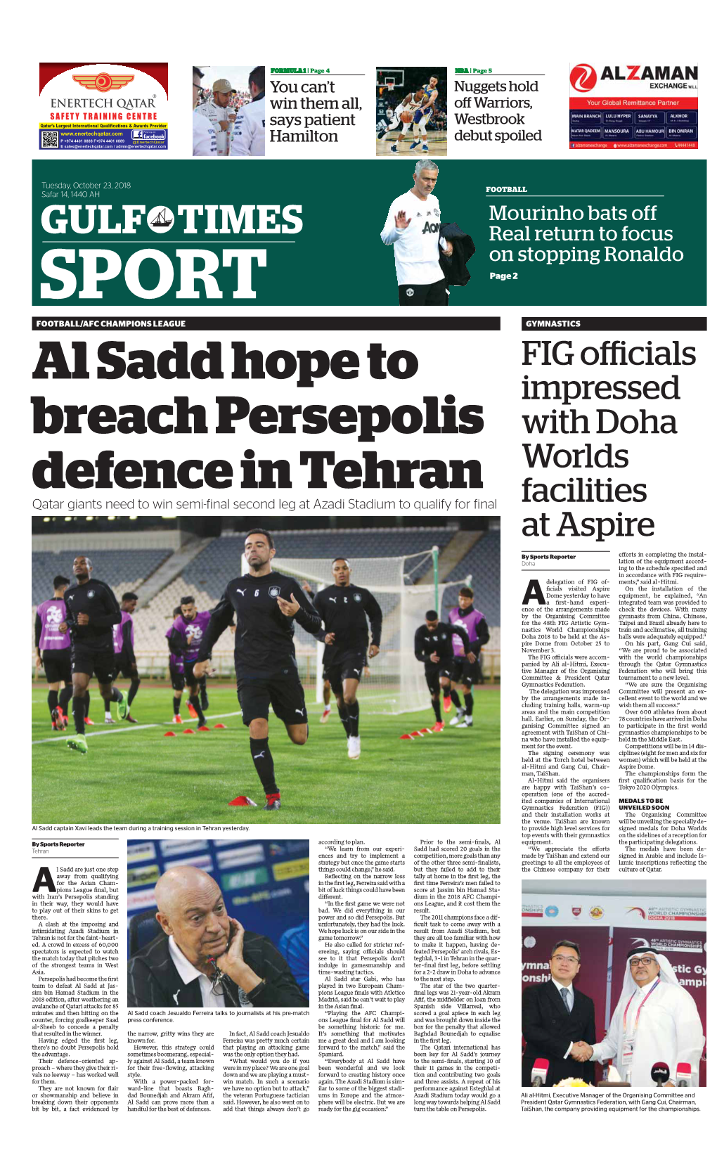 Al Sadd Hope to Breach Persepolis Defence in Tehran