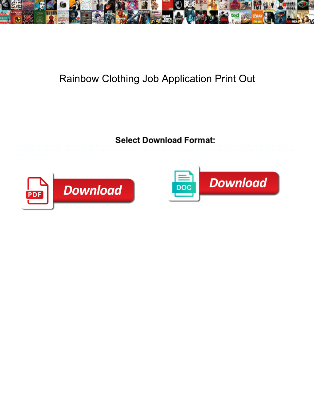 Rainbow Clothing Job Application Print Out