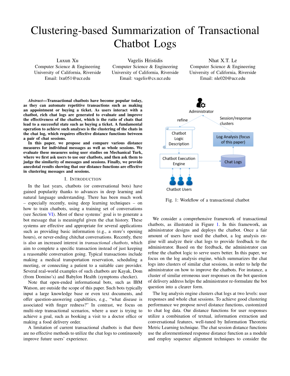 Clustering-Based Summarization of Transactional Chatbot Logs