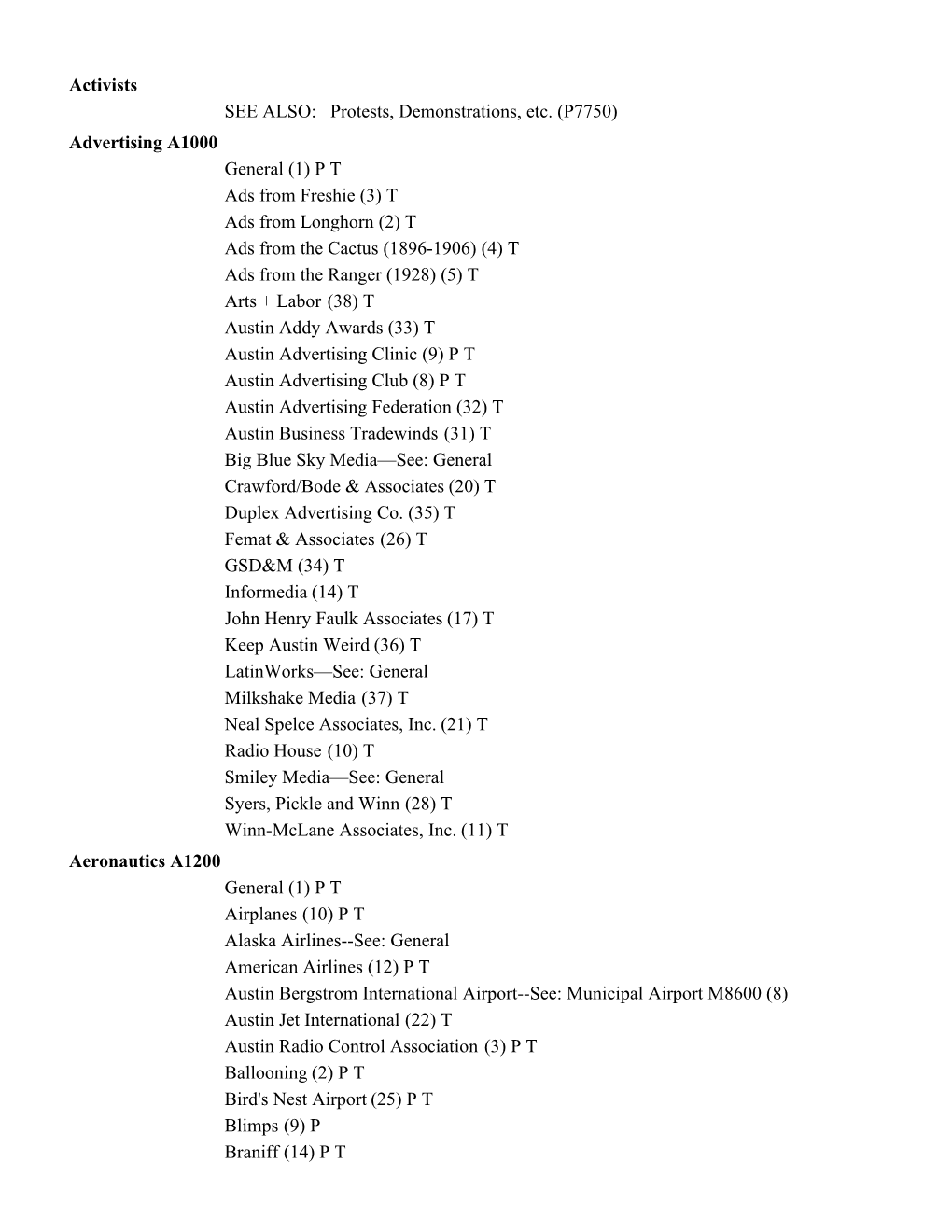 Austin Files by Subject