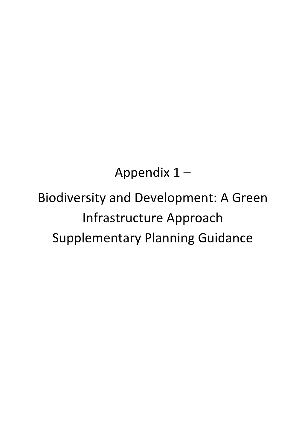 A Green Infrastructure Approach Supplementary Planning Guidance