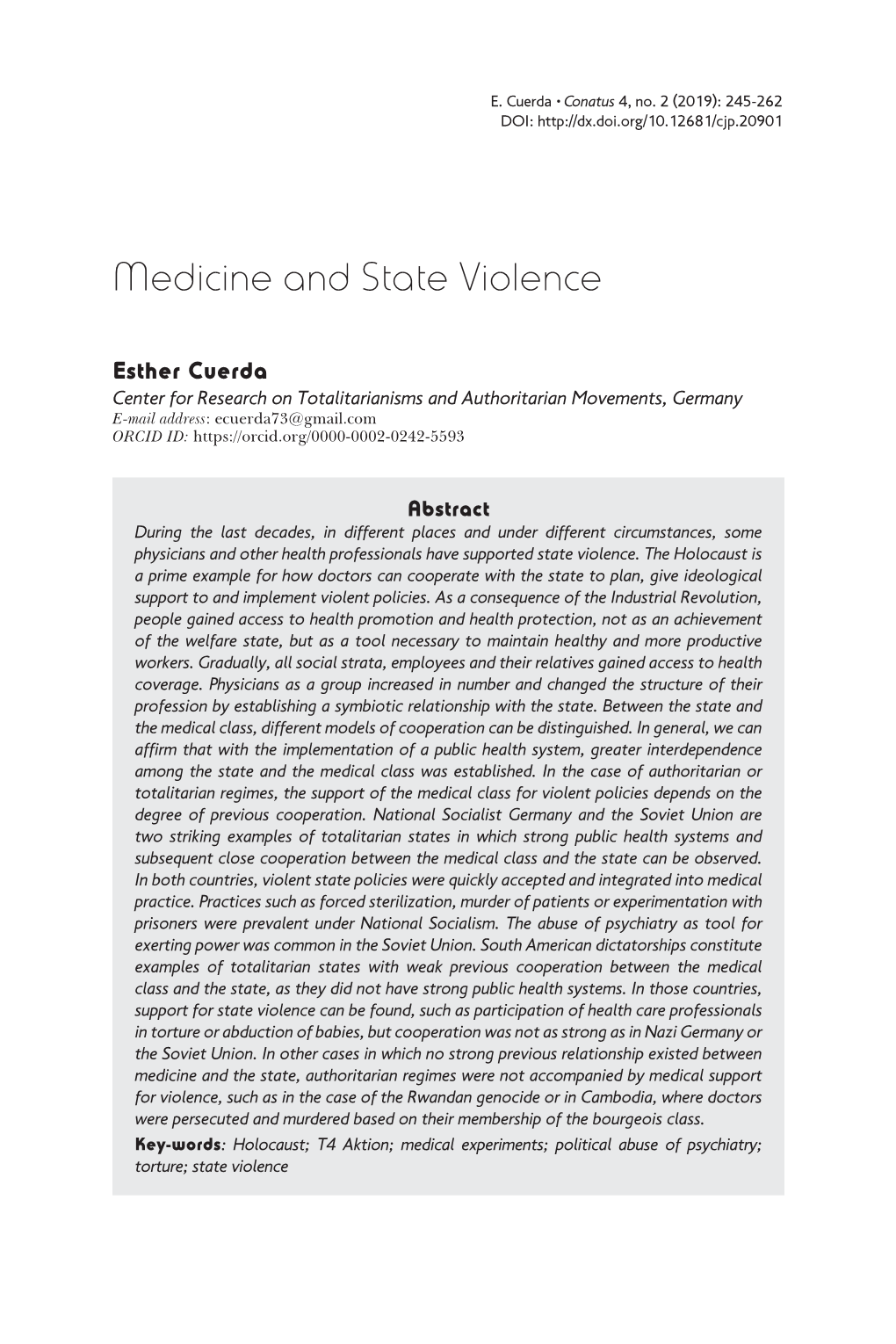 Medicine and State Violence