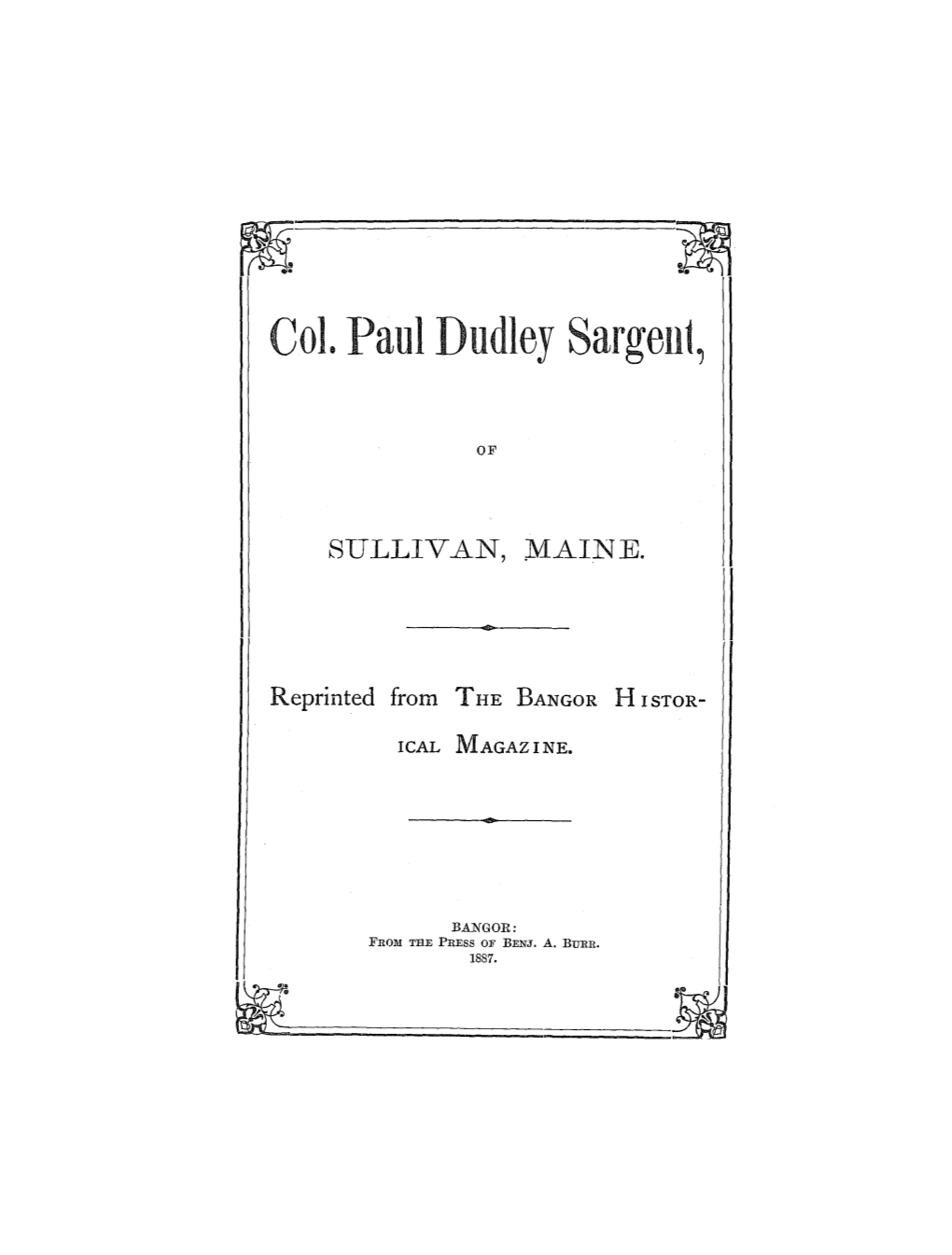 Col. Paul Dudley Sargent