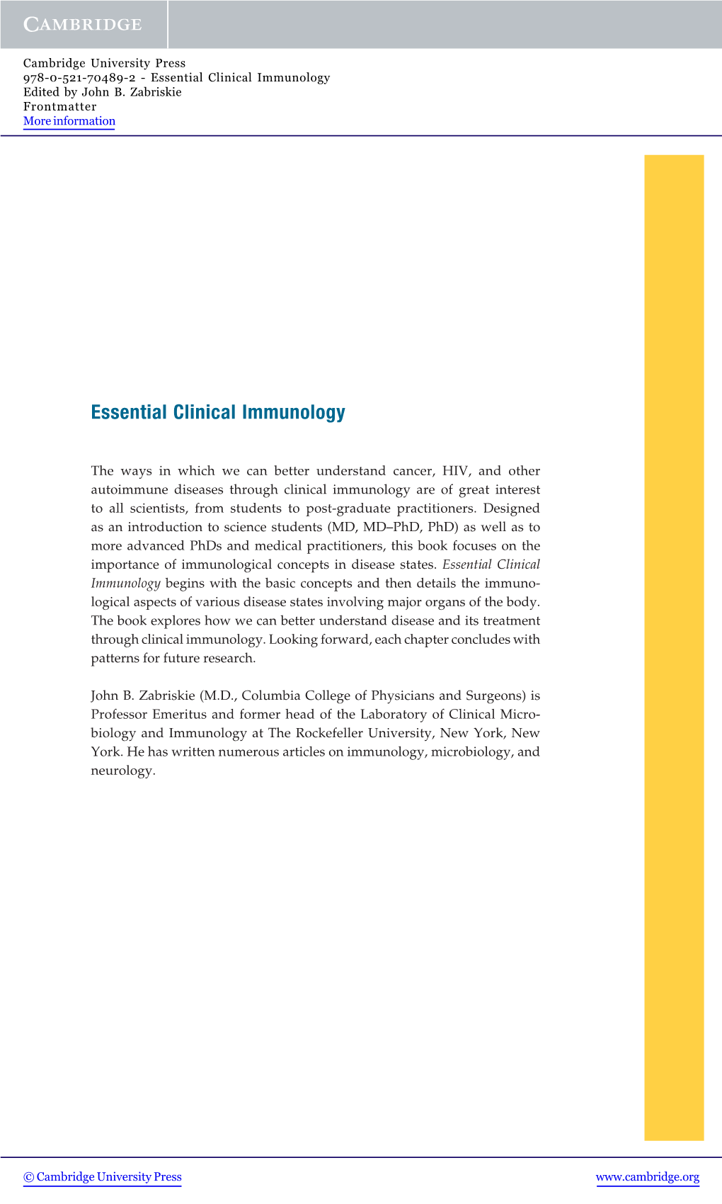Essential Clinical Immunology Edited by John B