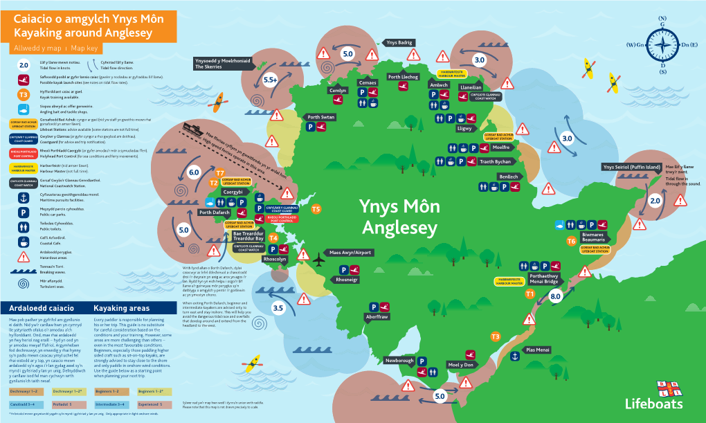 Anglesey Ynys Badrig Allwedd Y Map I Map Key 5.0 Llif Y Llanw Mewn Notiau