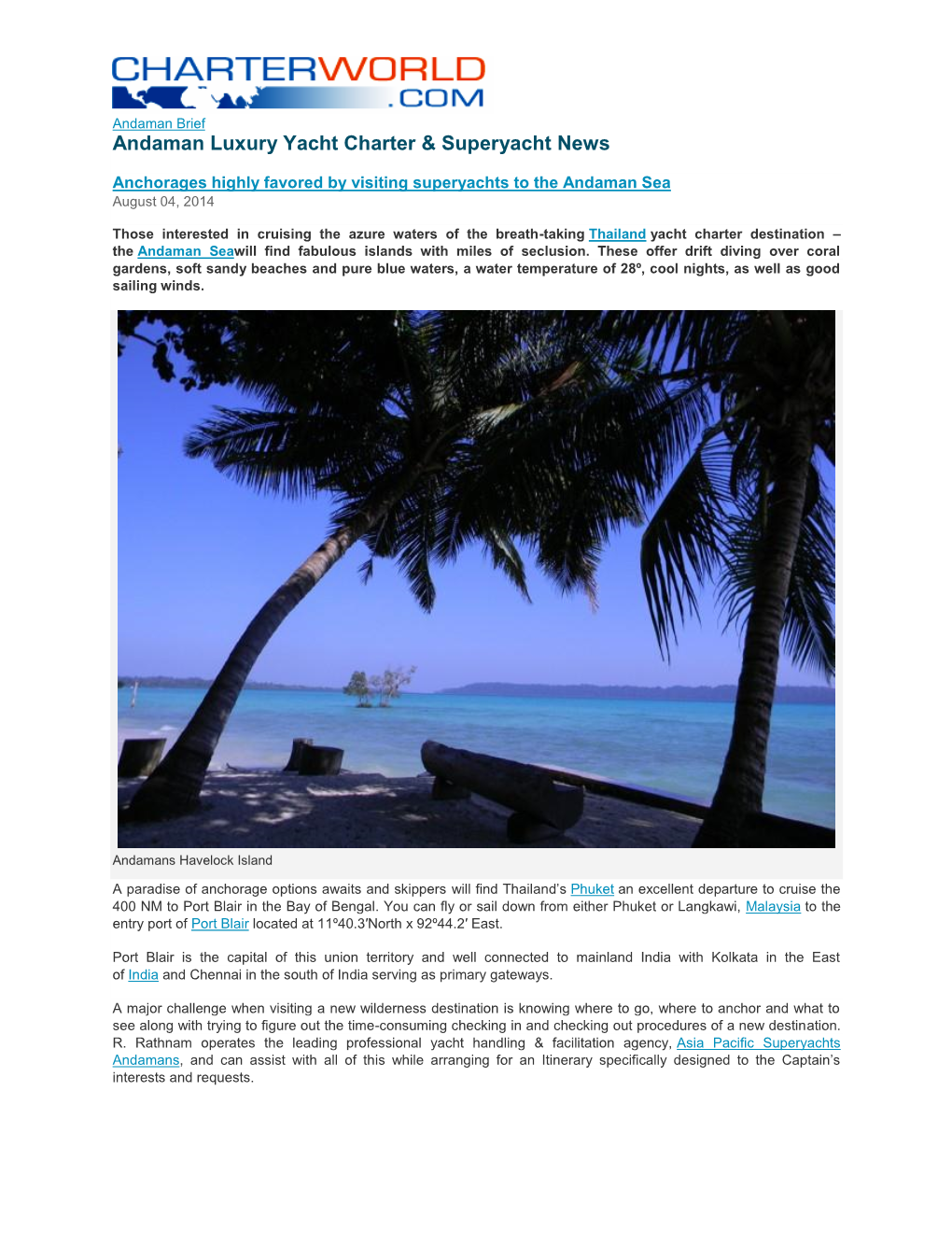 Andaman Luxury Yacht Charter & Superyacht News