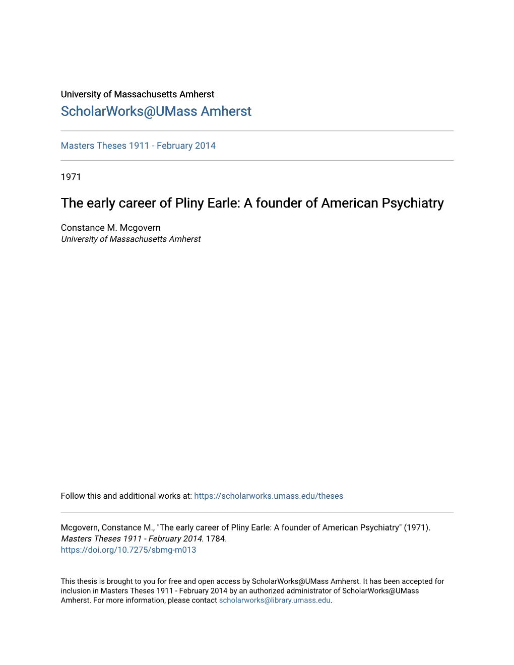 The Early Career of Pliny Earle: a Founder of American Psychiatry