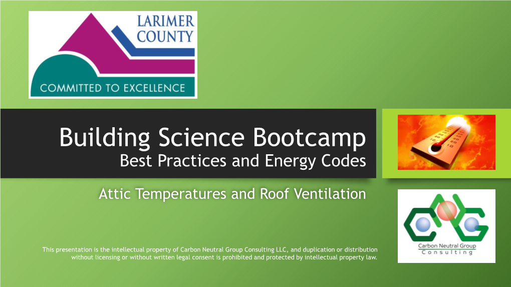 Building Science Bootcamp Best Practices and Energy Codes